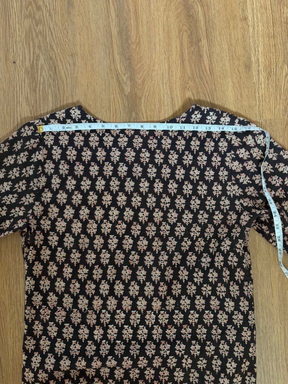 Fabindia Black Printed Cotton Kurti Tunic Top – Women’s Medium – Boho Henley 3/4 - Picture 13 of 13